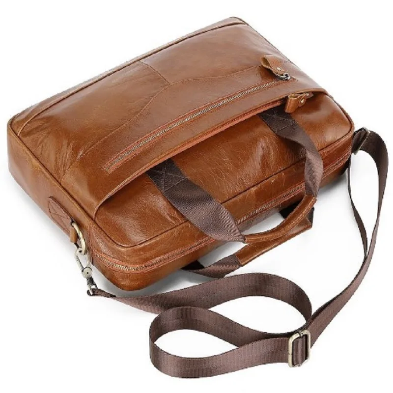 Neue Männer Rindsleder Aktentasche Herren Umhängetasche Vintage Laptop tasche Dokument männliche Umhängetasche Büro handtasche für Männer