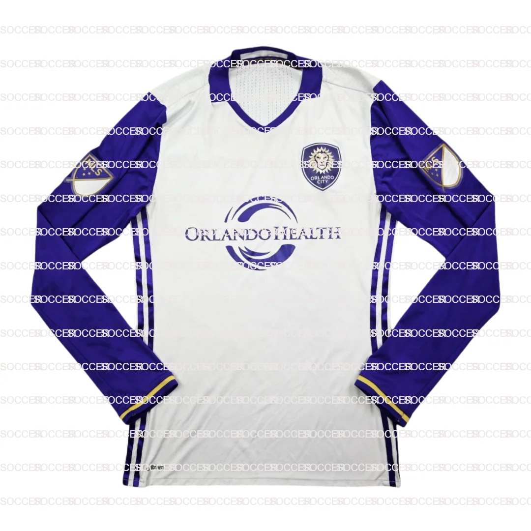 Orlando City White and Purple Away Soccer Jersey Men's Long-sleeved Top Summer Outdoor Sports Casual T-Shirt Quick-drying Comfy
