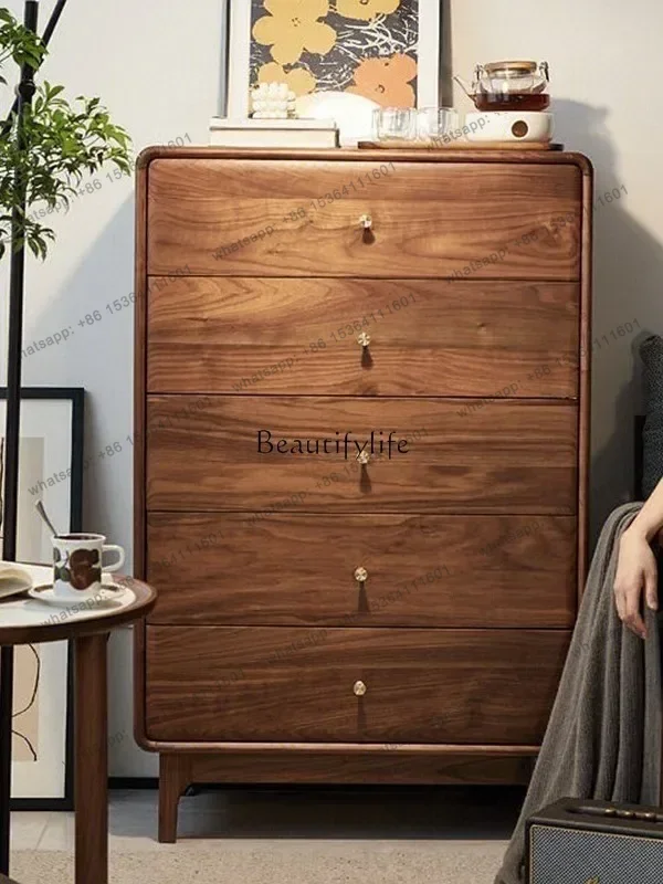 Nordic North American black walnut chest storage Zen decorative cabinet solid wood