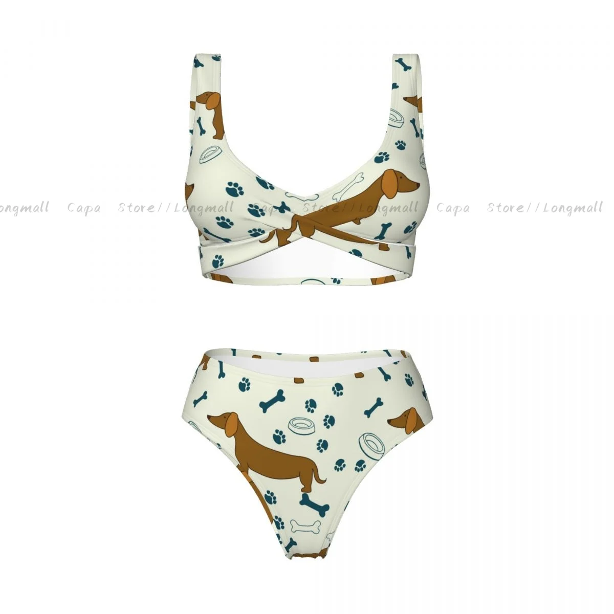 เซ็กซี่ชุดบิกินี่สุนัขการ์ตูน Dachshunds รูปแบบชุดว่ายน้ําผู้หญิง 2 ชิ้นชุดว่ายน้ํา Beachwear ชุดว่ายน้ําหญิง