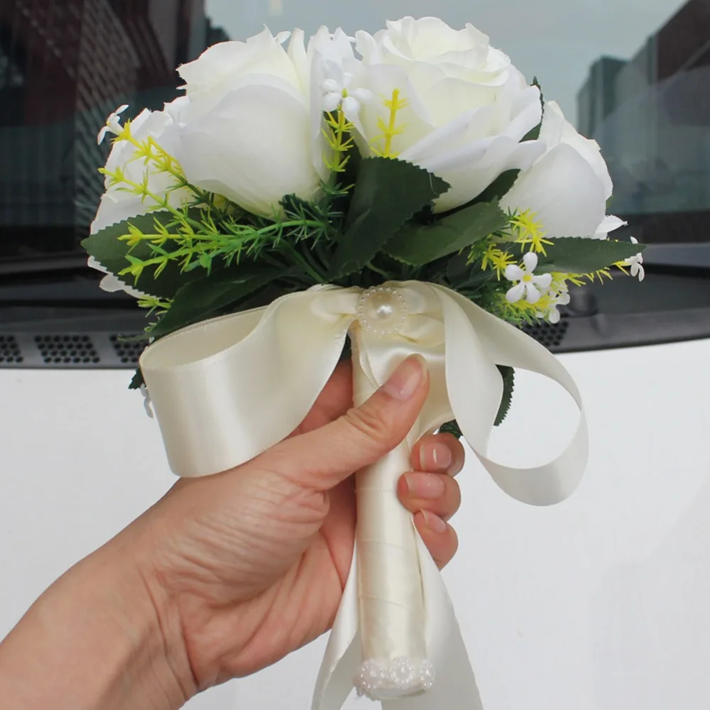 1 pz seta rosa sposa Bouquet damigella d'onore gruppo foto puntelli sposa cerimonia di nozze laurea regalo di danza multicolore decorazione della casa