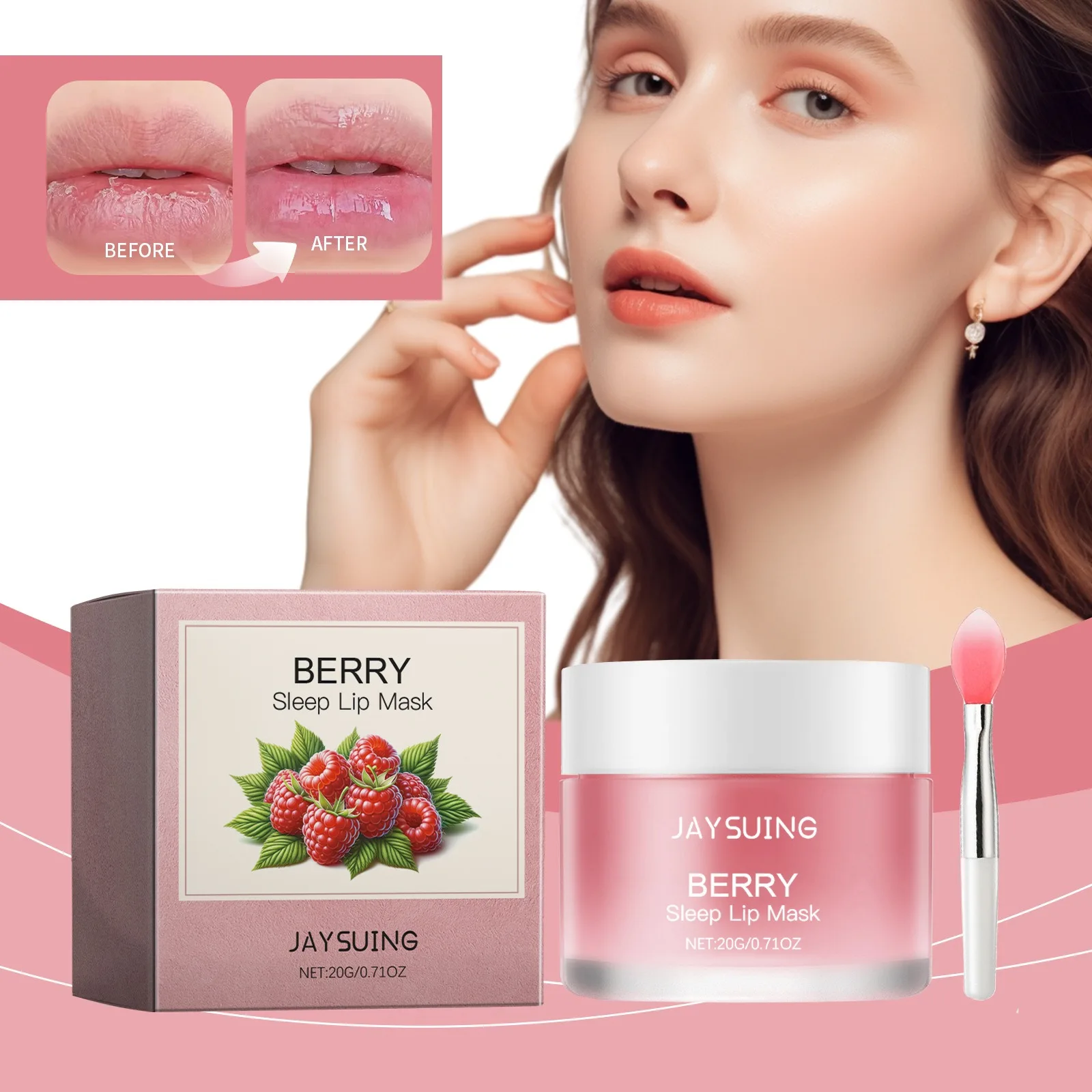 JAYSUING Berry Sleep Lip Mask for Lip Repair, Moisturizing and Moisturizing, Elastic and Tender Care