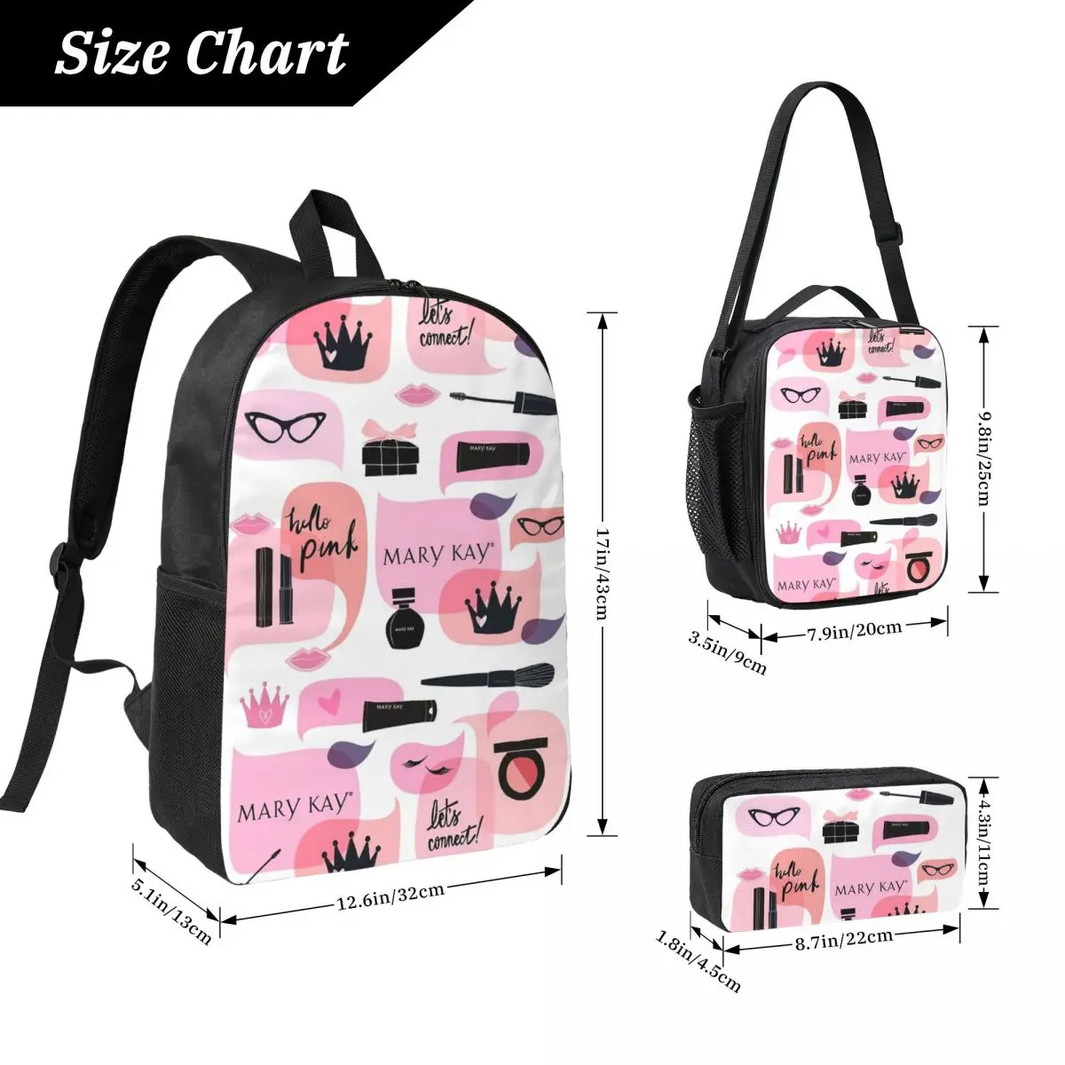 

Рюкзак Мэри Байка, студенческая сумка для книг для мальчиков и девочек, школьная сумка, компьютерные сумки на плечо, 3 шт., изолированная сумка для обеда, пенал