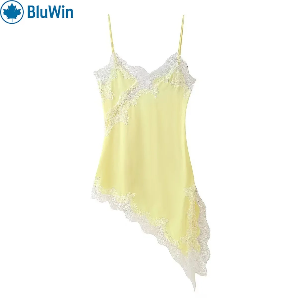 เดรสสายเดี่ยวลูกไม้แต่งขอบสีสันสดใส 13 สี สไตล์ Coquette สำหรับผู้หญิง ดีไซน์ Fairycore ชายกระโปรงไม่สมมาตร เหมาะสำหรับงานปาร์ตี้ฤดูร้อน