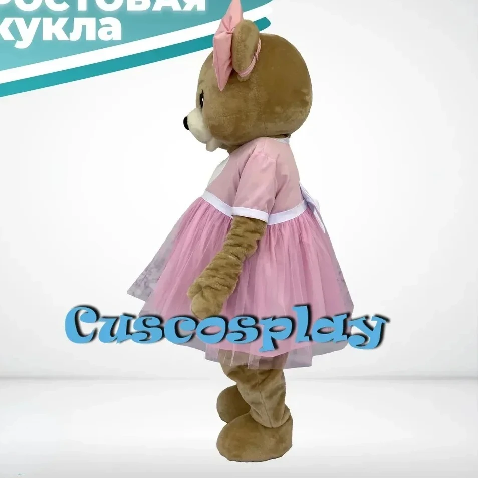 Kostium Niedźwiedzia Brązowego w Różowej Sukience, Przebranie Maskotki Niedźwiedzia dla Dorosłych, Strój Karnawałowy na Boże Narodzenie, Imprezy Karnawałowe dla Dorosłych