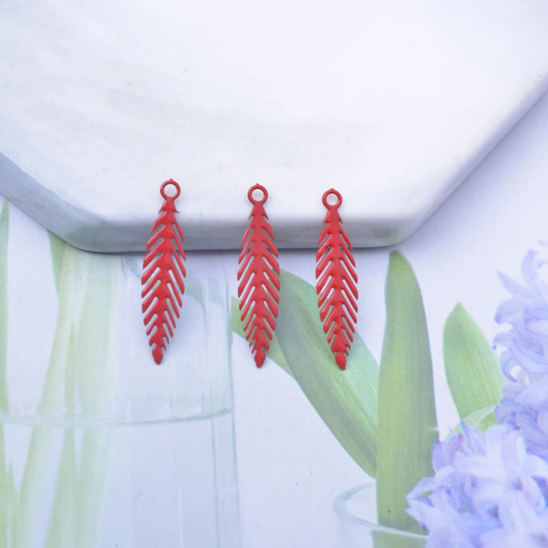 100 Stück AC12652 20*5mm Messing-Kleinblatt-Anhänger in Roségoldfarbe, Mini-Anhänger für DIY-Schmuck, Ohrringe, Armbänder, Dekoration – Detail 9