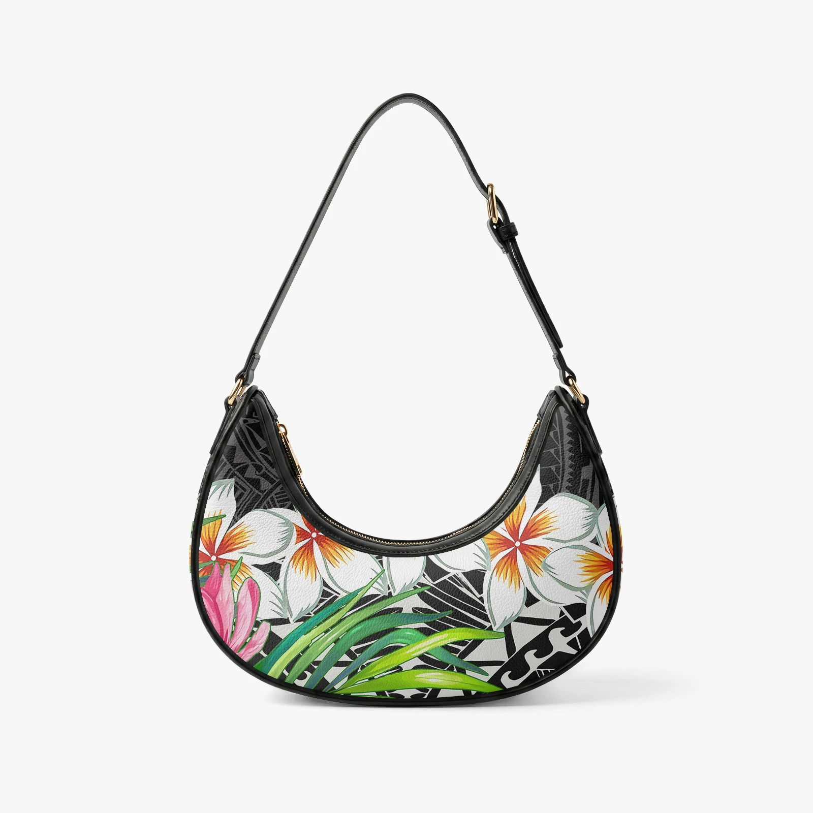 

Женская сумка с принтом цветов и бутонов гибискуса в полинезийском стиле - Высококачественная модная сумка через плечо - Сумка из искусственной кожи