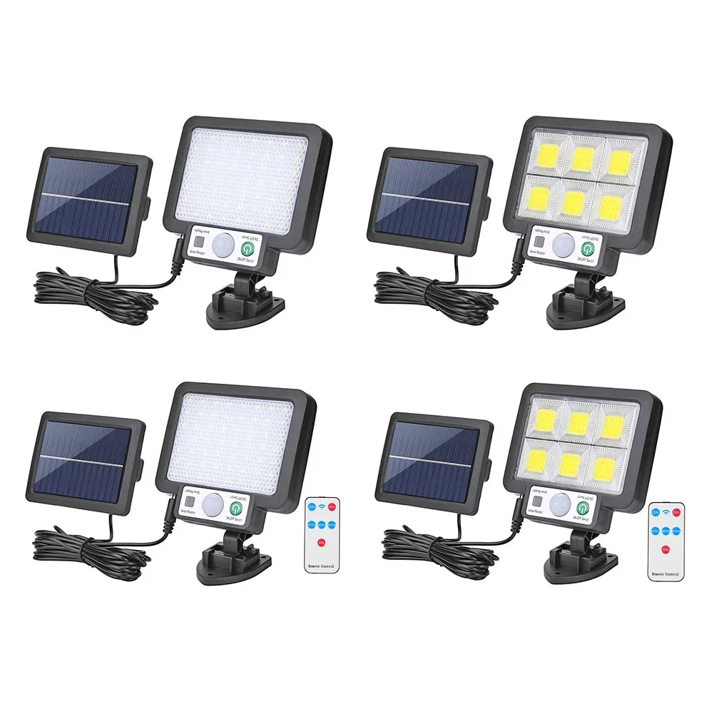 LED/COB Solar Split Wall Lamp 3 Mode Solar Powered Infrared Motion-Sensor Lamp with Remote Control For Yard Security Wall Light