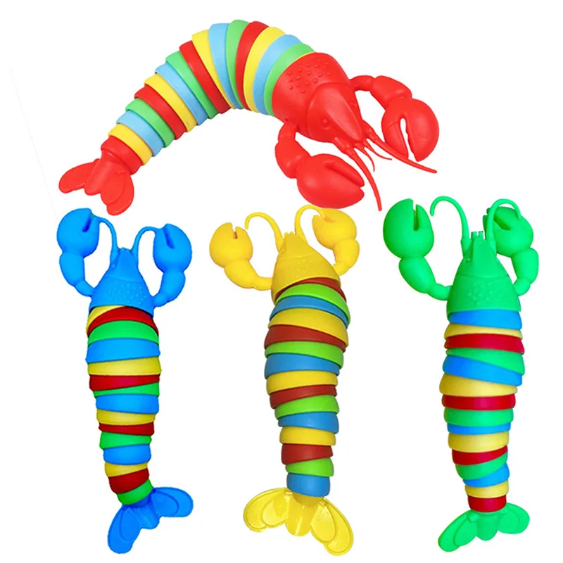 3D Articulated Stretch Lobster Sensory Fidget Toys Relief Anti-Anxiety Stress Reliever Hand Toy Funny Party Supplies