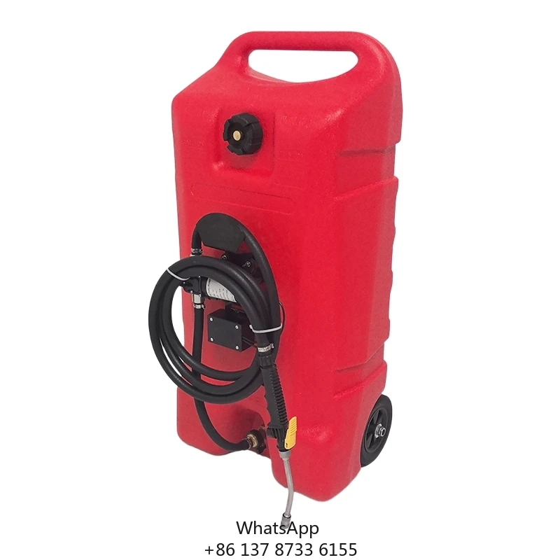

Portable 53L PVA Material Square Gas Fuel Caddy Transfer Roller Fuel Tank With 4 Wheels Petrol Service Equipment
