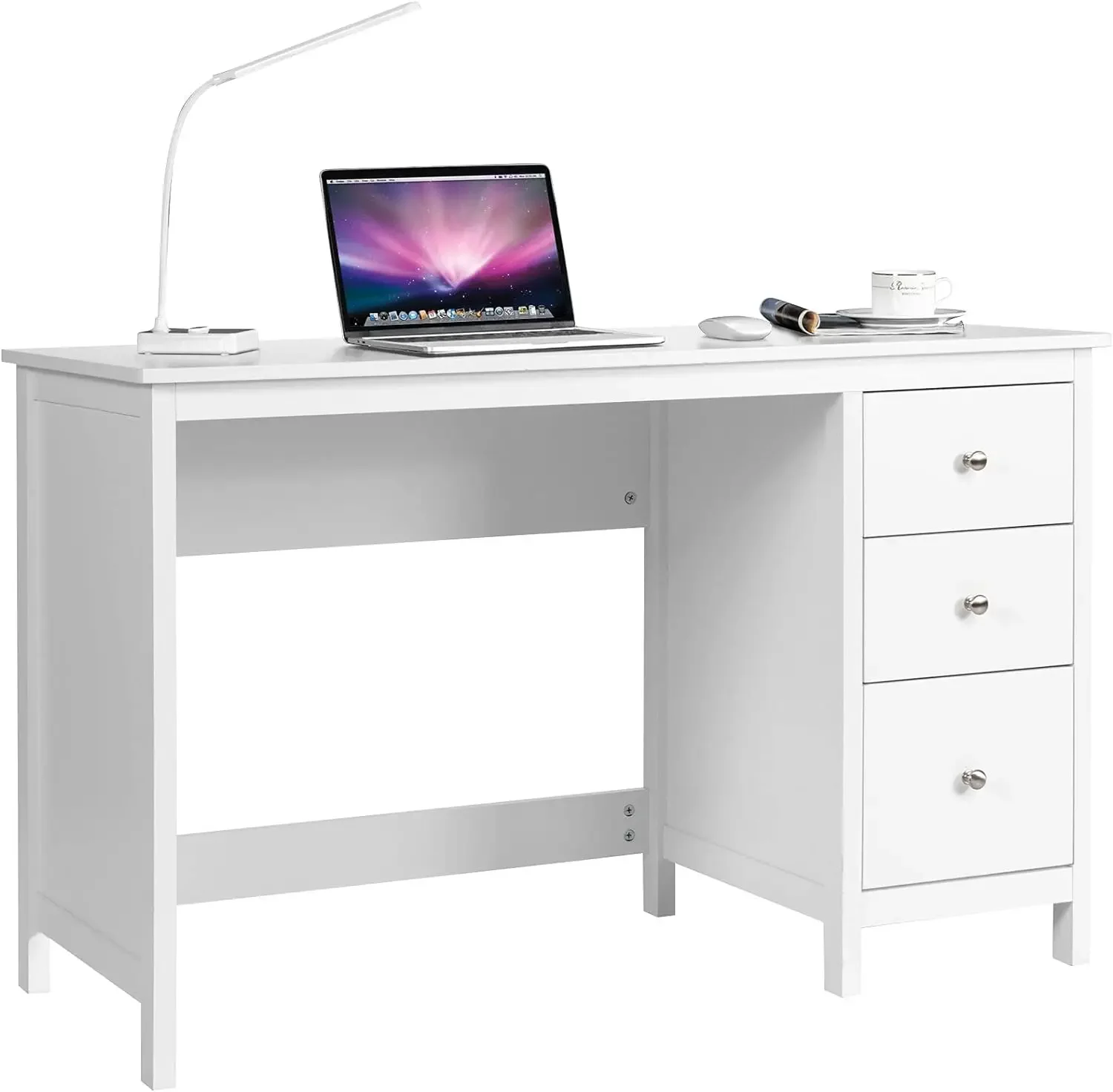 

Desk with Drawers, Modern Home Office Computer Desk with Storage Drawers & Spacious Desktop, Compact Writing Study Desk Laptop