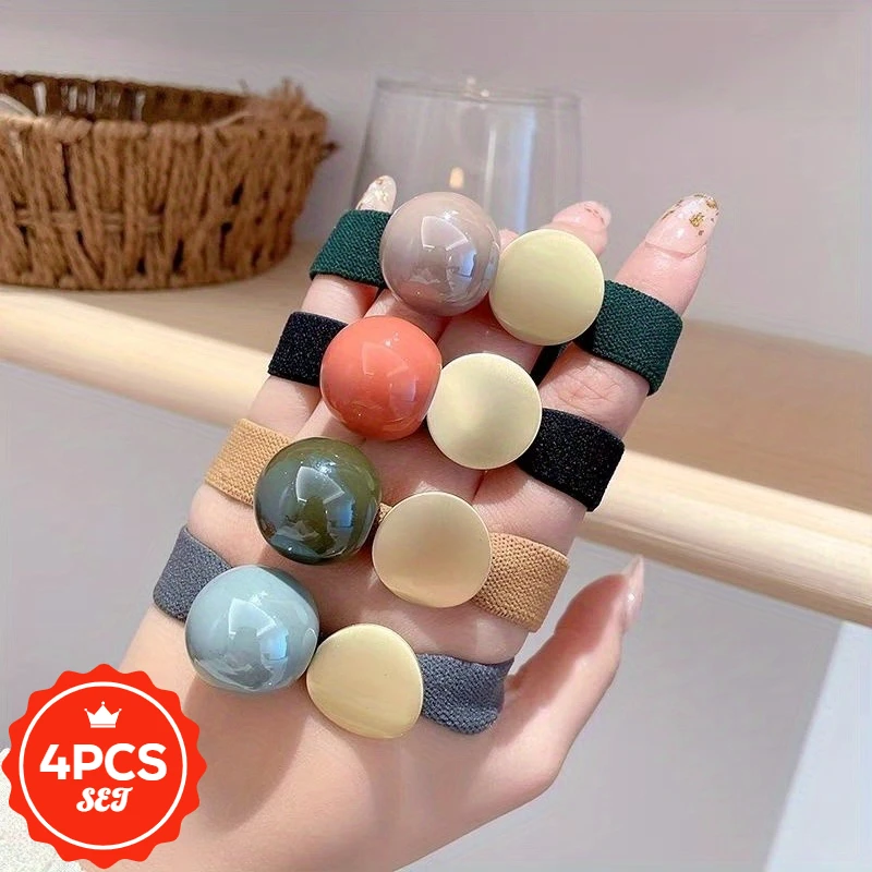 

4Pcs/set Widening Hair Tie High-end Feeling, Headband Tie Rubber Band Tie For Hair Elastic Hair Accessories Headwear