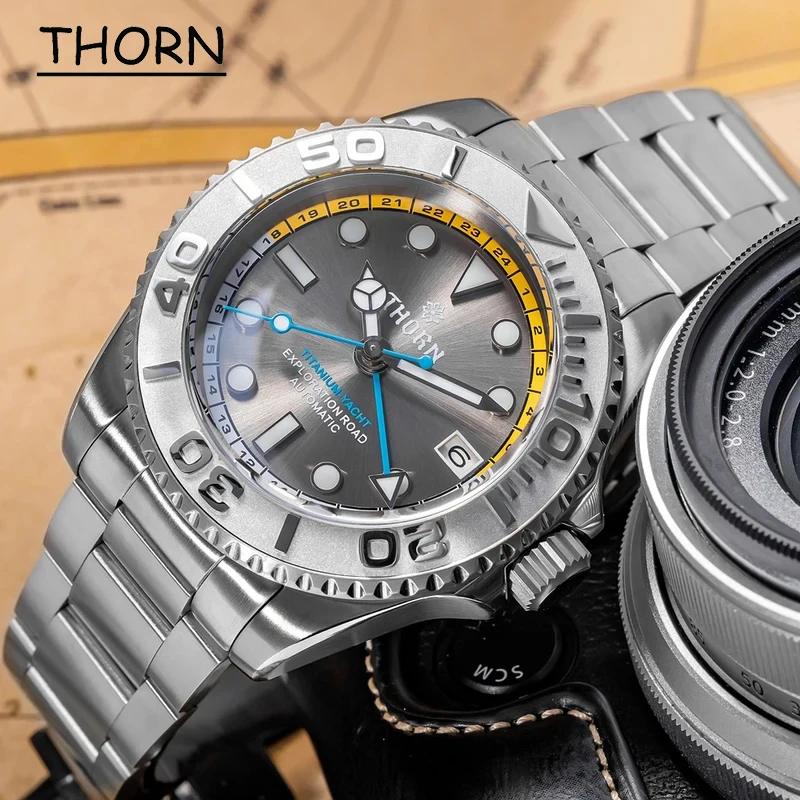 

THORN GMT Diver Titanium Watch 300m Waterproof Sapphire Glass with AR Coating Ceramic Bezel NH34 Automatic Mechanical Wristwatch