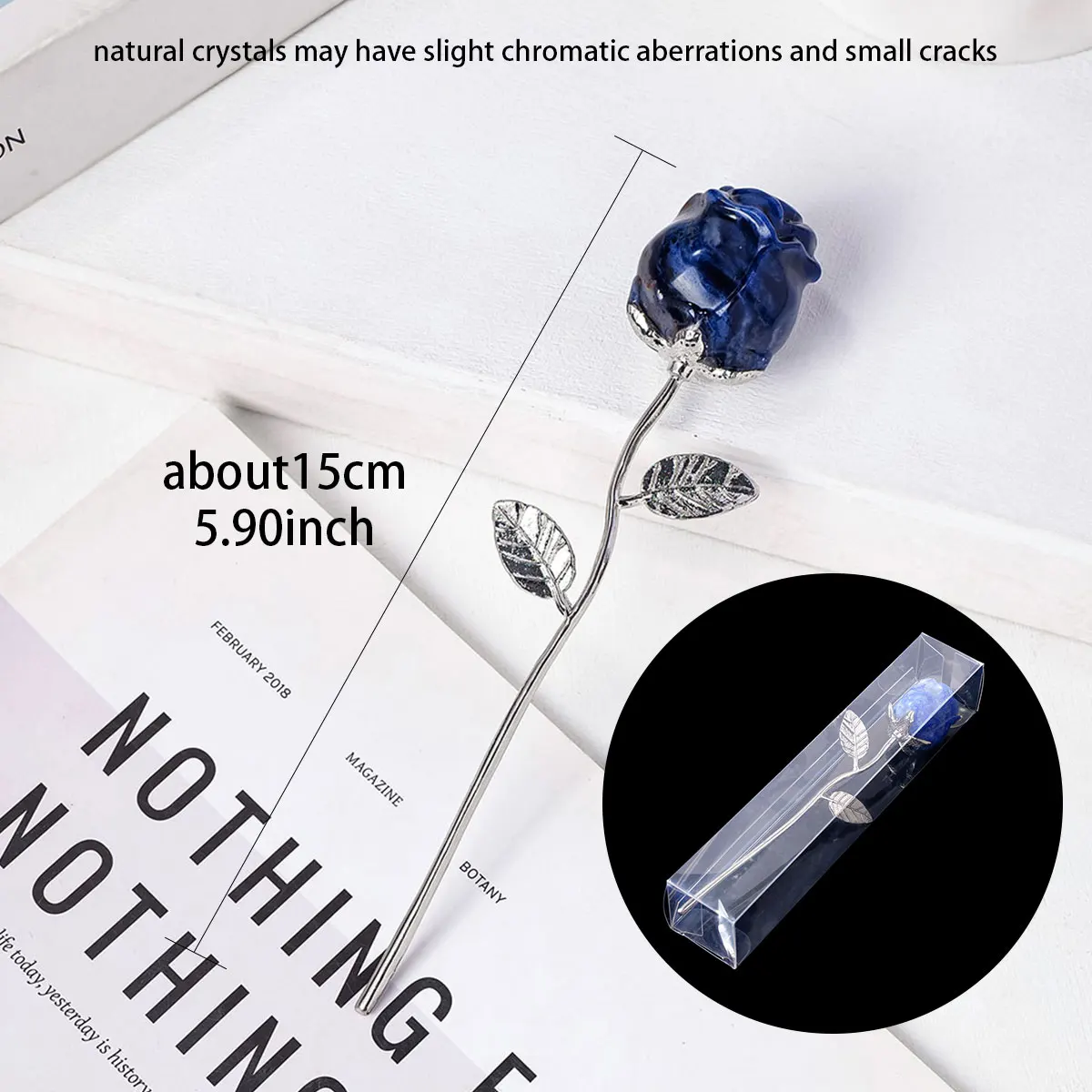 1 Pc Natural Crystal Rose Flower Carving Ornament Home Tabletop Wedding Decoration Valentine\'s Day Gift