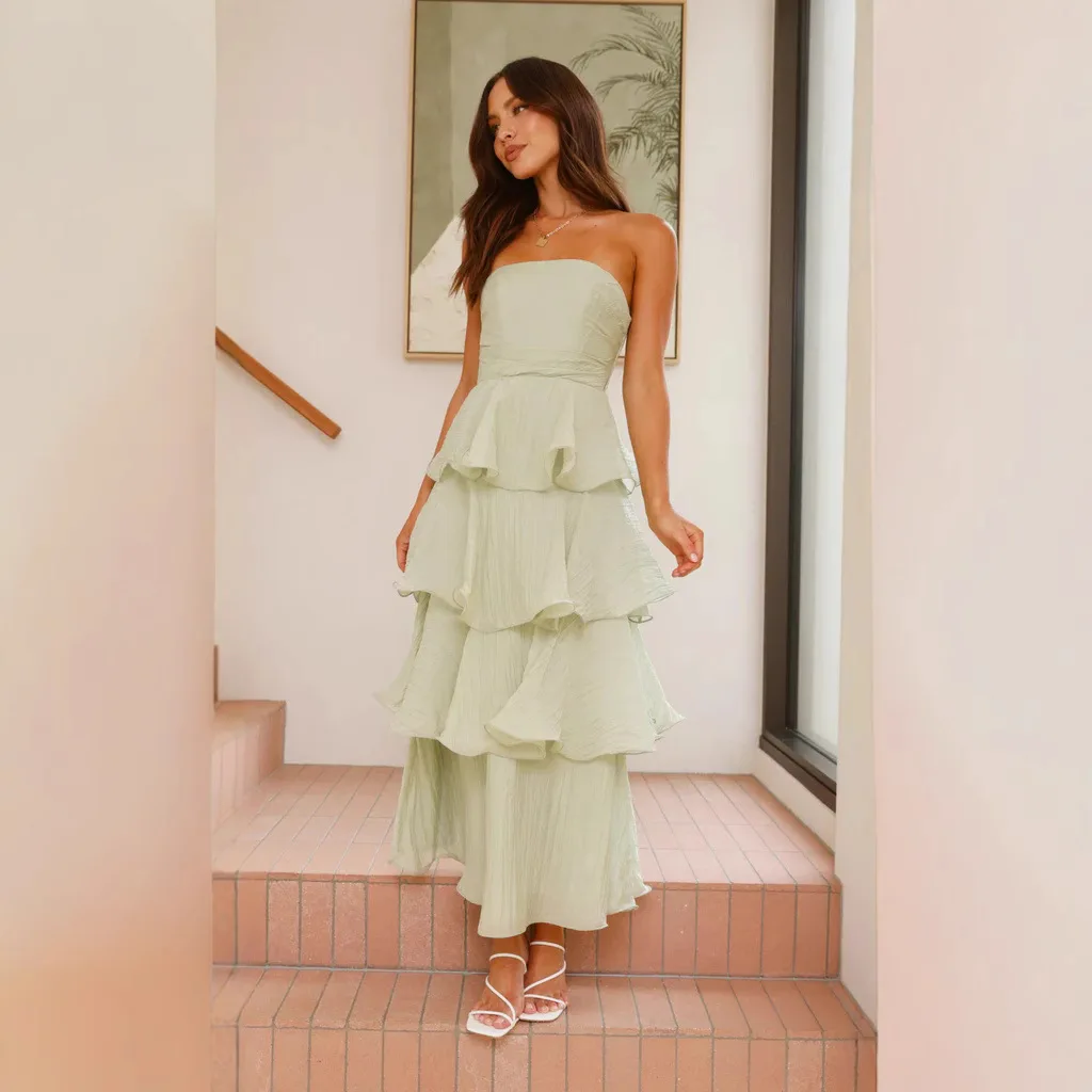 Robe d'été européenne et américaine, nouvelle mode Sexy, bustier tubulaire, col licou, gâteau