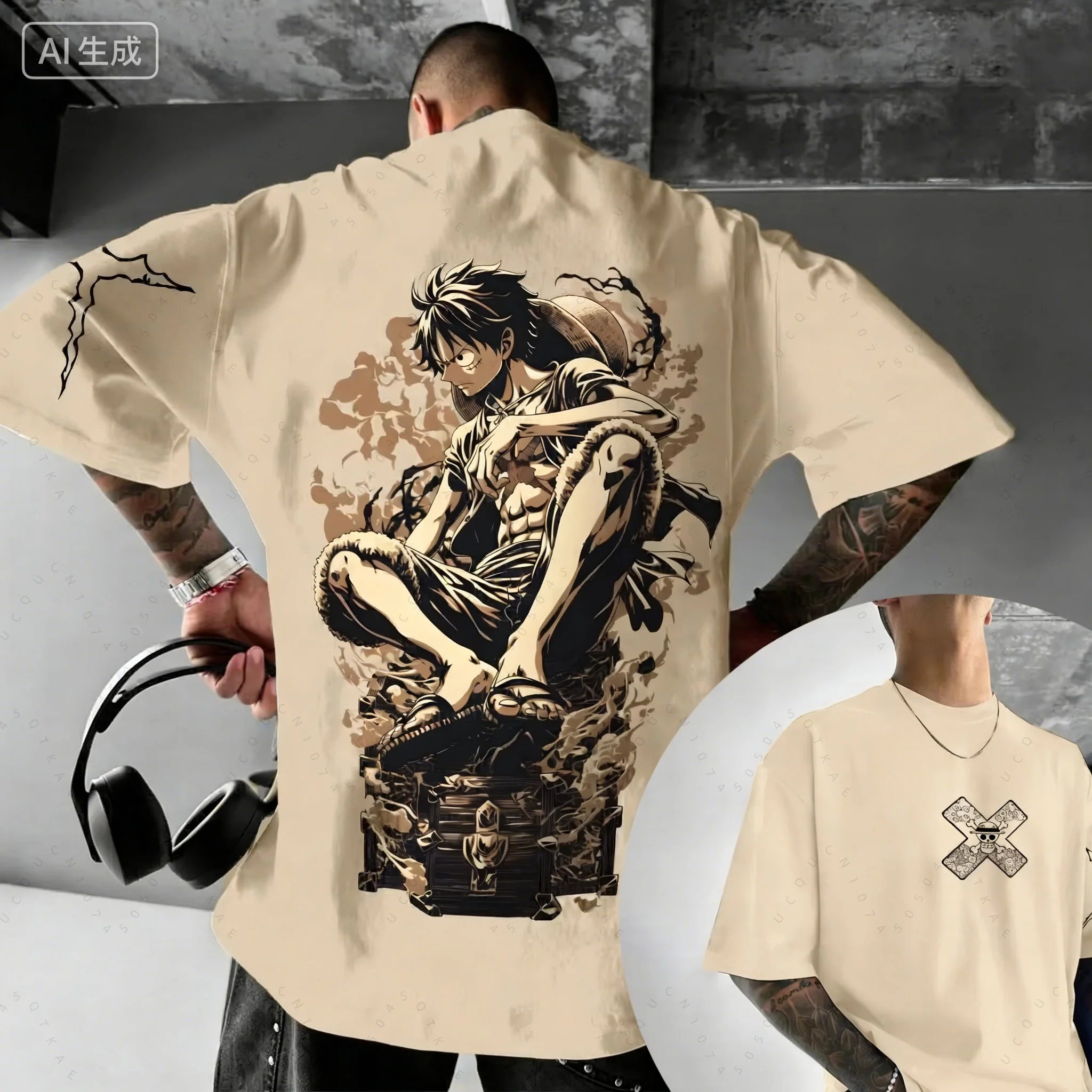 

ONE PIECE Trend All-season versatile Trend Comfort Sport Casual Half Sleeve Popular Couple Clothing Sleeve Short cotton T-shirt