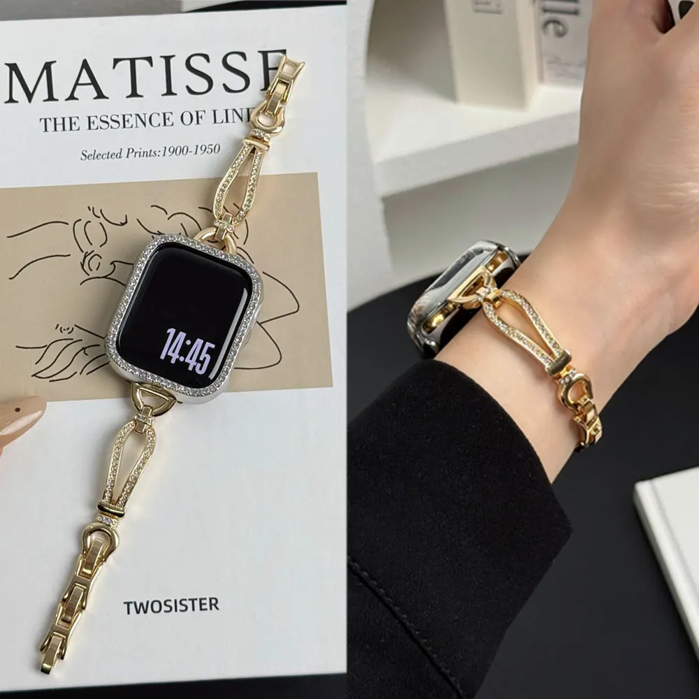 Edelstahlarmband für Apple Watch Ultra 3 2 49mm Serie 11 10 46mm 42mm 44/45mm Diamantarmband für iWATCH 5 4 6 8 9 40/41mm