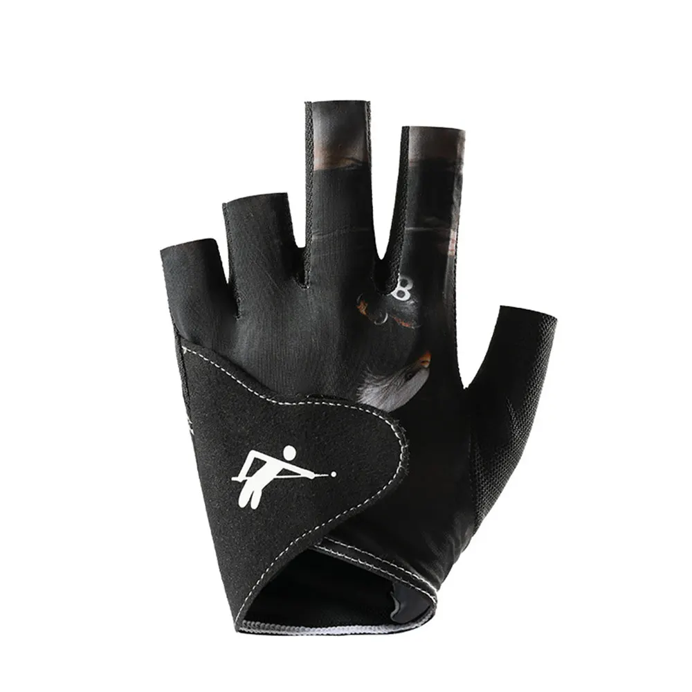 Billiards Glove Left Hand Three Finger Snooker Billiard Glove Non Slip Stickers Elasticity Billiard Training Gloves Accessories