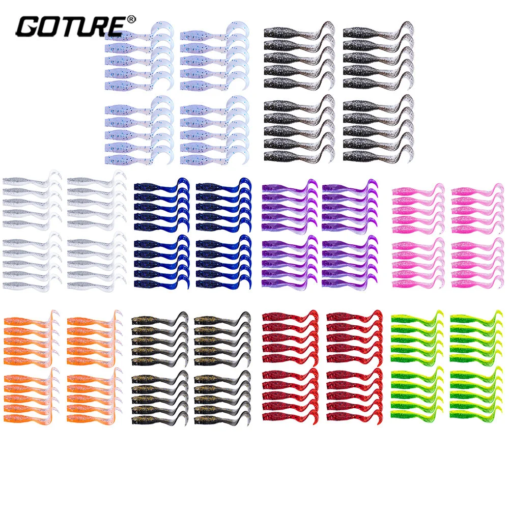 Goture 20Pcs/Lot Soft Fishing Lure Set PVC Wobblers Swimbait with Lure Fish Smell Worm Bait 50mm 1.19g Artificial Baits Pesca