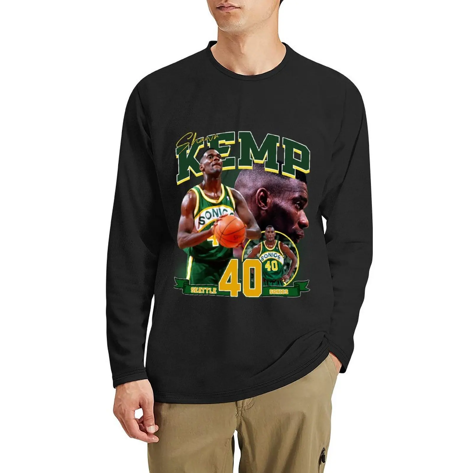 

Shawn Kemp The Reignman Legend Basketball Signature Vintage Retro 80s 90s Bootleg Rap Style Long T-Shirt