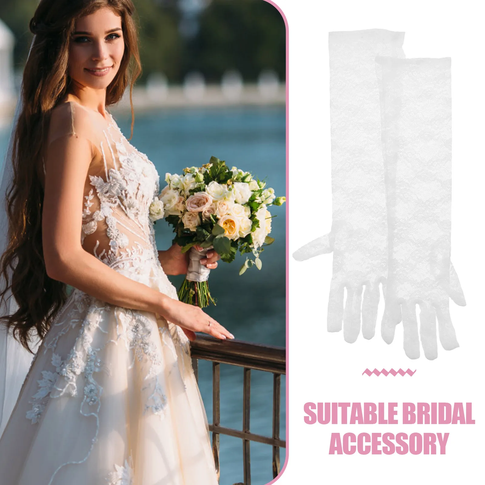 1 قطعة 1 زوج طويل الأزهار قفازات برباط النساء أصابع الكوع طول ملابس رسمية الزفاف حفل زفاف حفلة موسيقية الشاي عشاء الأحداث