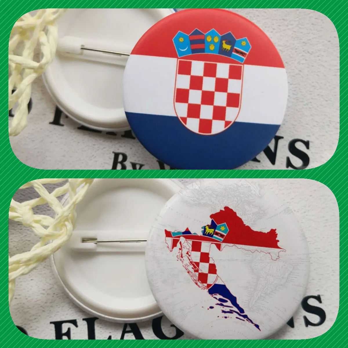 Croatia Croatians Map Flag Brooches Badges Lapel Pins