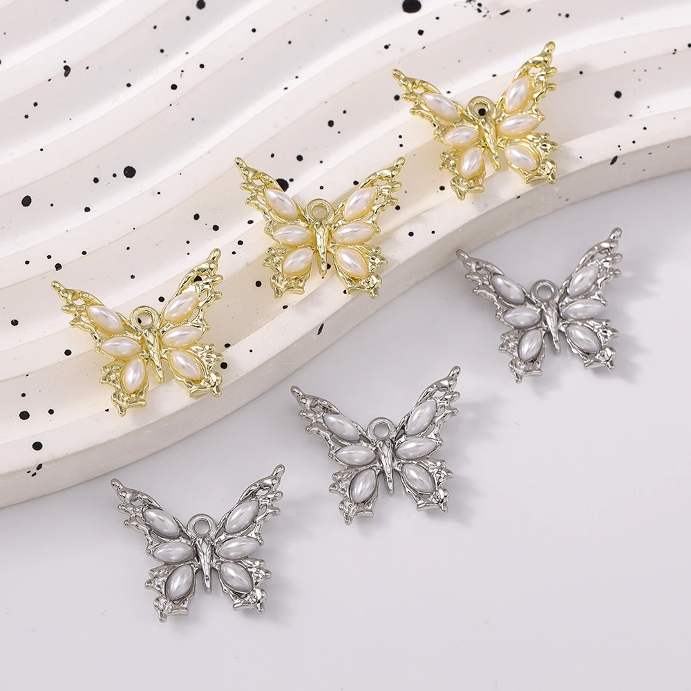 

5pcs Delicate Pearl Butterfly Charms for Jewelry Making DIY Necklace Bracelet Earrings Accessories Supplies