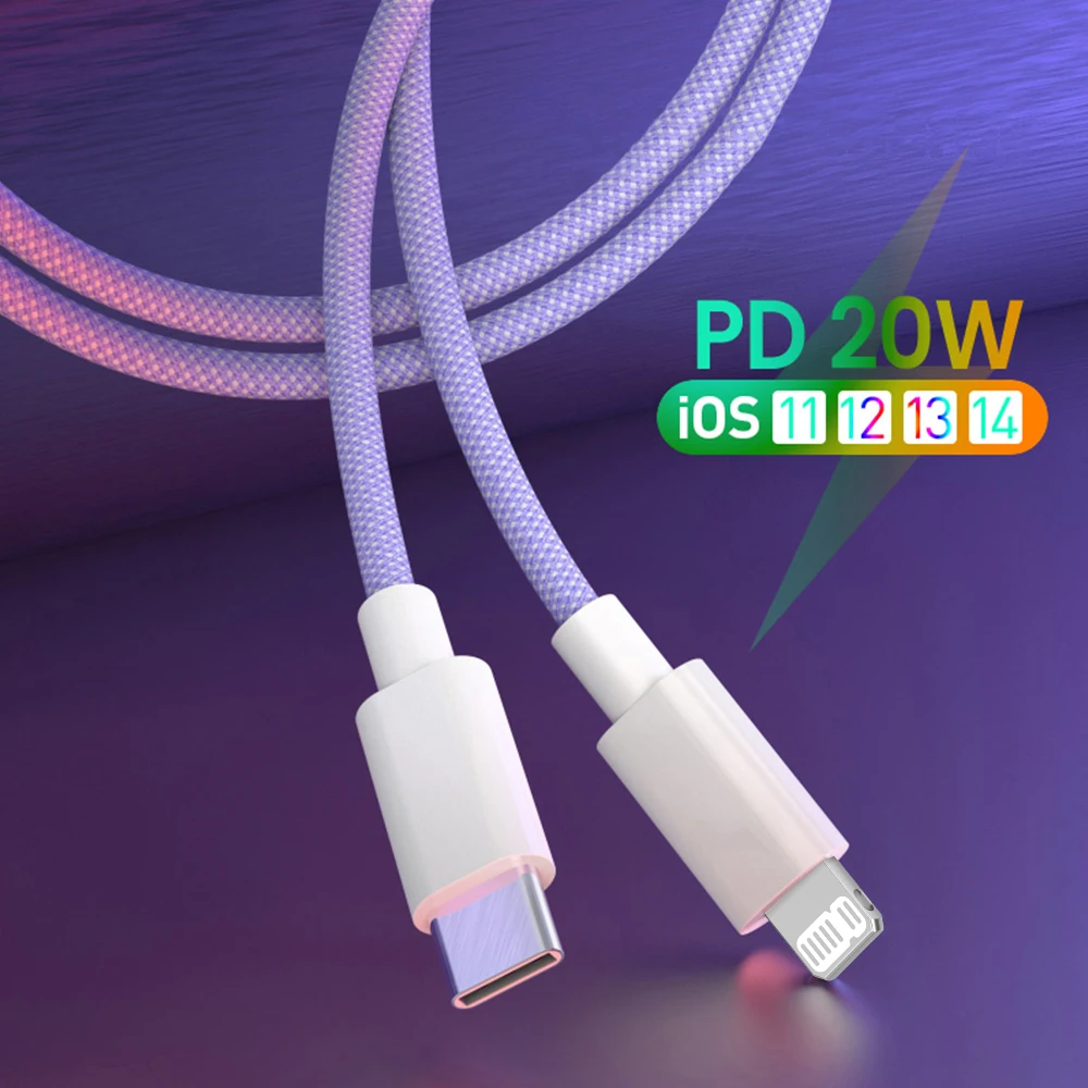 20W PD USB C Cable For iPhone 14 13 12 Pro Max 11 8 7 Plus 6 XS Fast Charging USB-C Cable For iPad AirPods Pro 2 Data Cord 1/2M