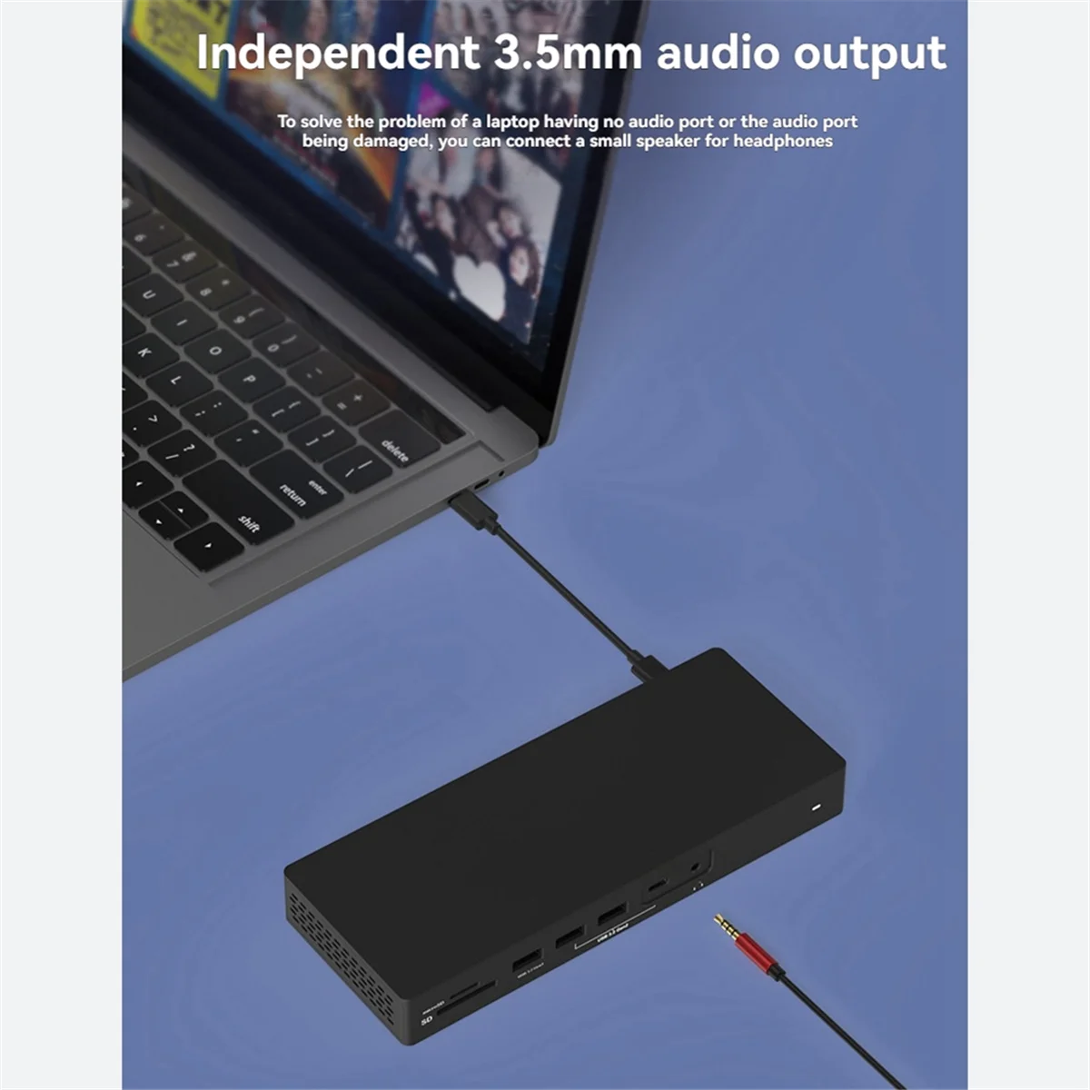 Док-станция A49T 14-в-1 USB-C — зарядка для ноутбука PD100W, совместимая с 2DP и 2HDMI, для аксессуаров для ноутбуков ПК