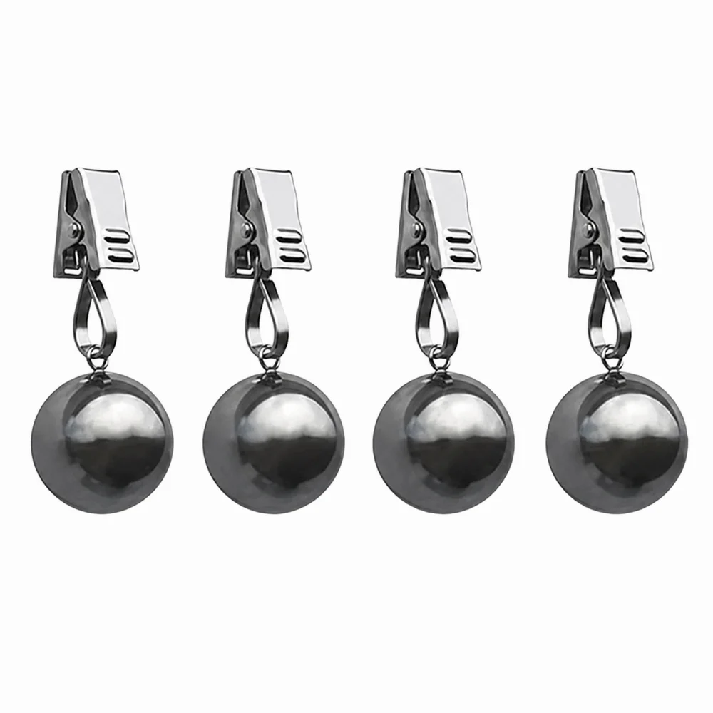 4pcs Solid Metal Ball Tablecloth Weights Clips Windproof Heavy Duty Curtain Drape Holder Table Cover Pendant Clips Home Dining