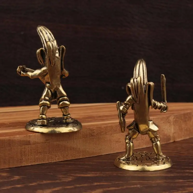 New Brass Anime Banana Guitar Player Figurine Vintage Handmade Brass Samurai Banana For Man Statues Home Office Collectible