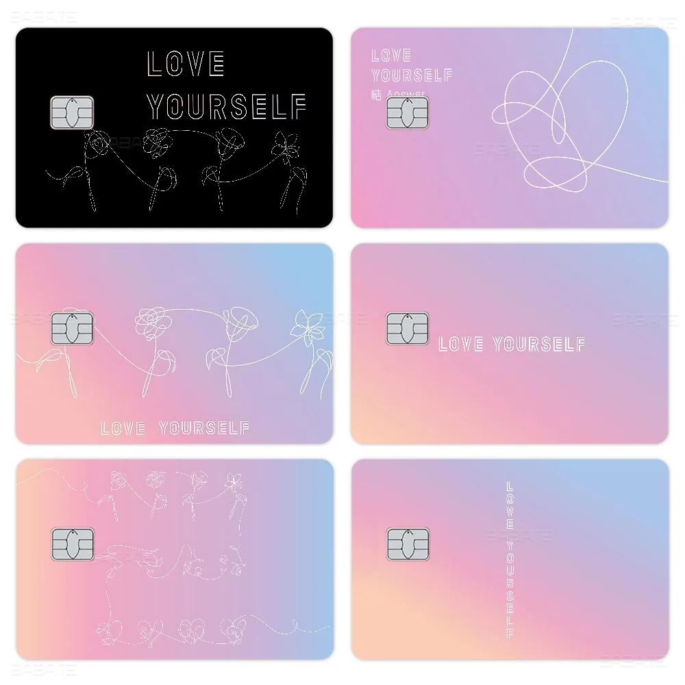 

Love Yourself Flower Kpop Anime Front Cover Film Sticker Skin For Credit Debit Card Small Large Chip