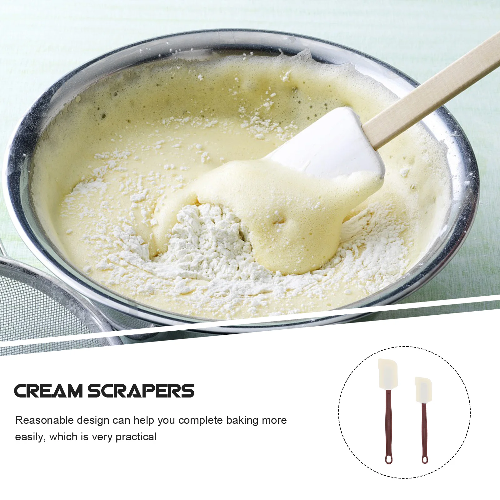 

2Pcs Silicone Scrapers Cream Spatulas Red White Kitchen Butter Spreader Baking Tools Nonstick Easy Storage