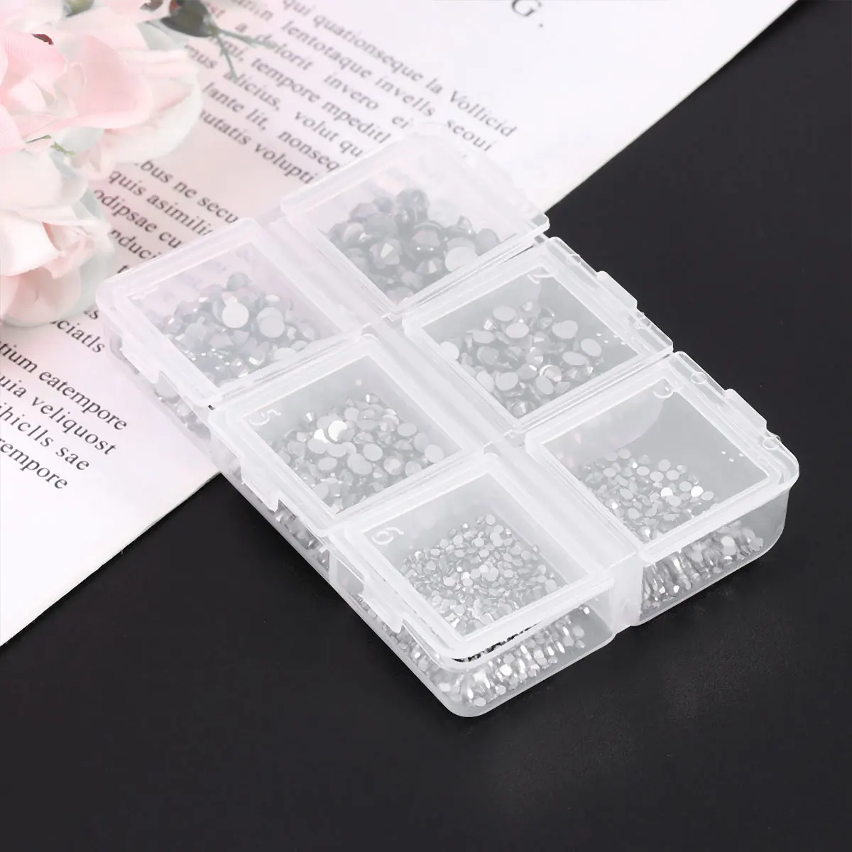 1 boîte de strass en verre pour Nail Art, perceuse à fond plat noir, décor pour manucure, Design à faire soi-même, fournitures de Paillette en diamant brillant