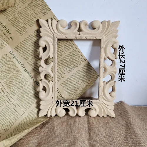 2Pcs Decorative Furniture Parts Carved Wood Photo Frames Modern Mirror Frame