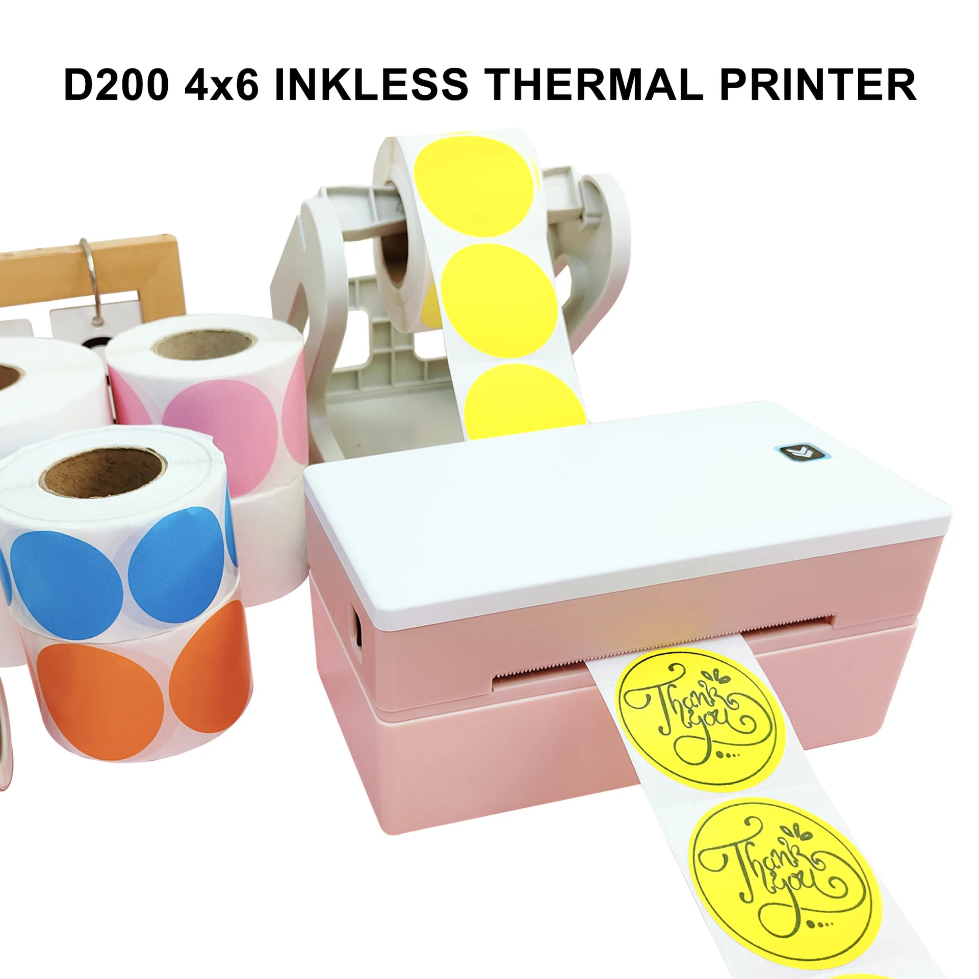 

D200 Wireless Bluetooth Shipping Label Printer 4x6 Inkless Sticker Thermal Printer Compatible with Android iPhone Windows Mac