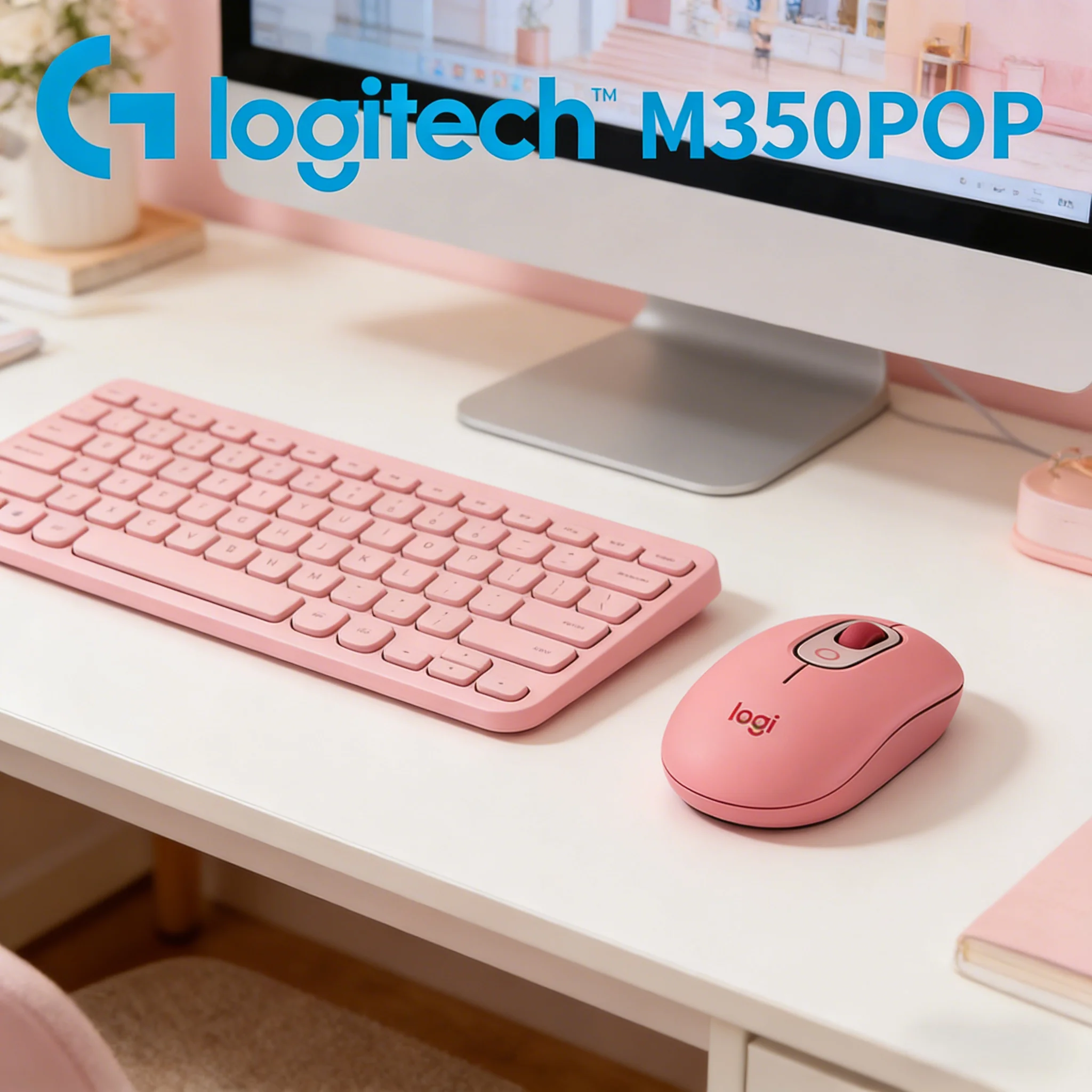 

Logitech M350 POP Wireless Mouse Bluetooth 2.4G Dual Mode Silent Customizable Emoji Wheel 18-Month Battery for PC Laptop iPad