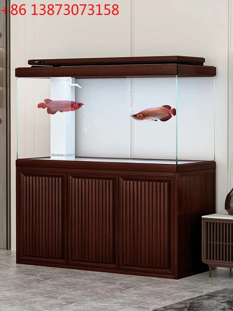 Aluminum Alloy Fish Tank Living Room Small Household Bottom Filter Super White Glass Cylinder Modern Simple 2024 New