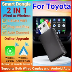 2in1 Wireless Android Auto Adapter Carplay Wireless Smart Mini Box For Toyota RAV4 Camry Corolla Crown Highlander Tacoma Prius