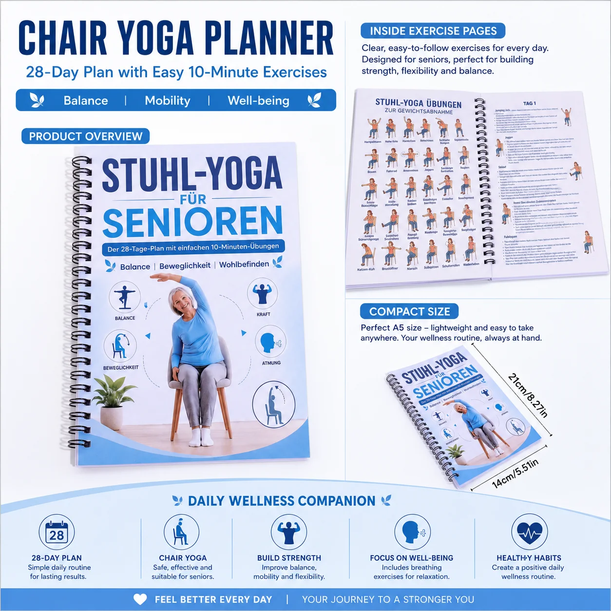 Illustrated Chair Yoga Workout - огляд і ціна Yoga Fitness Journal