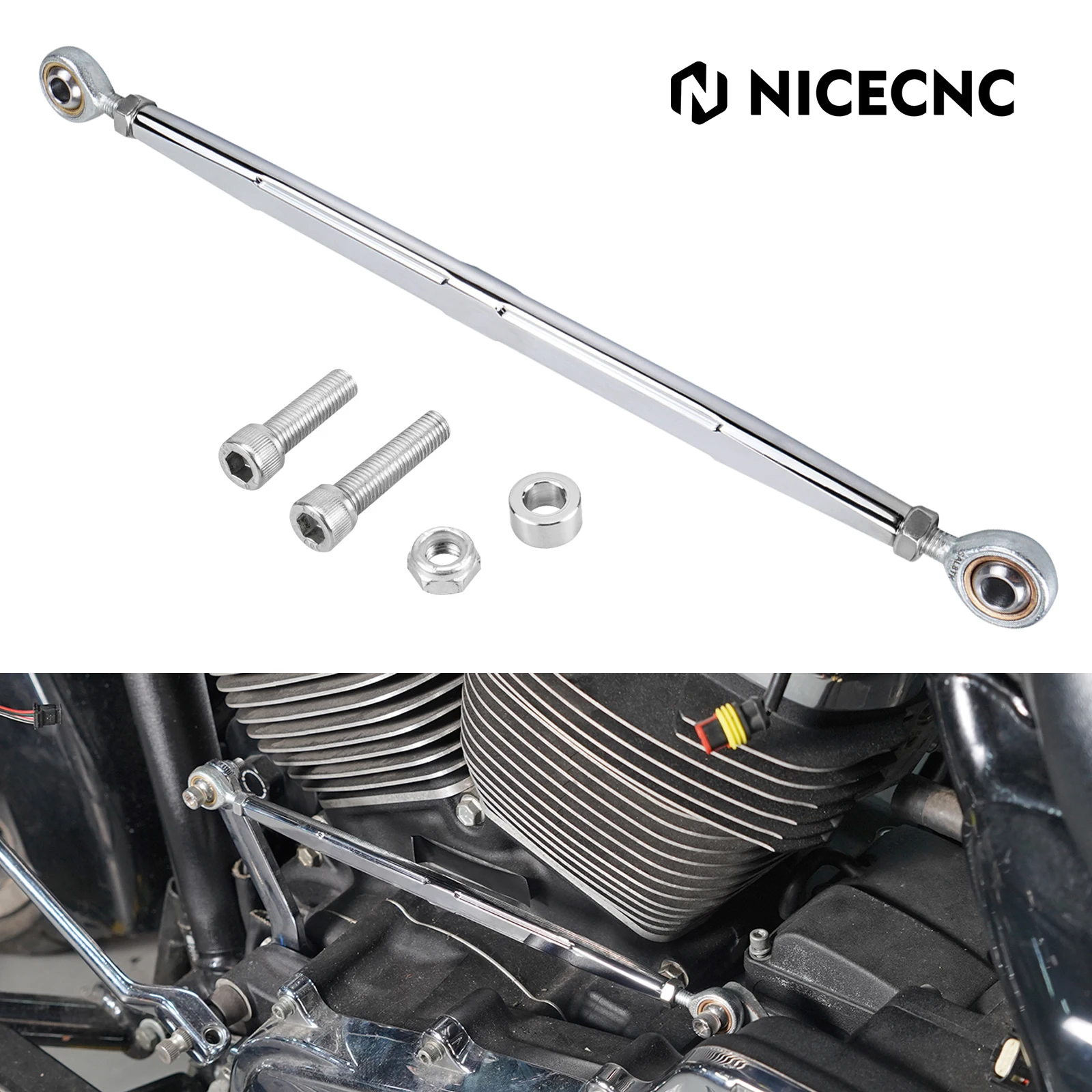 

Chrome Shifter Rod 33719-79B Shift Linkage for Harley Softail Fat Bob Fat Boy 107 114 Breakout Road King Street Glide Road Glide