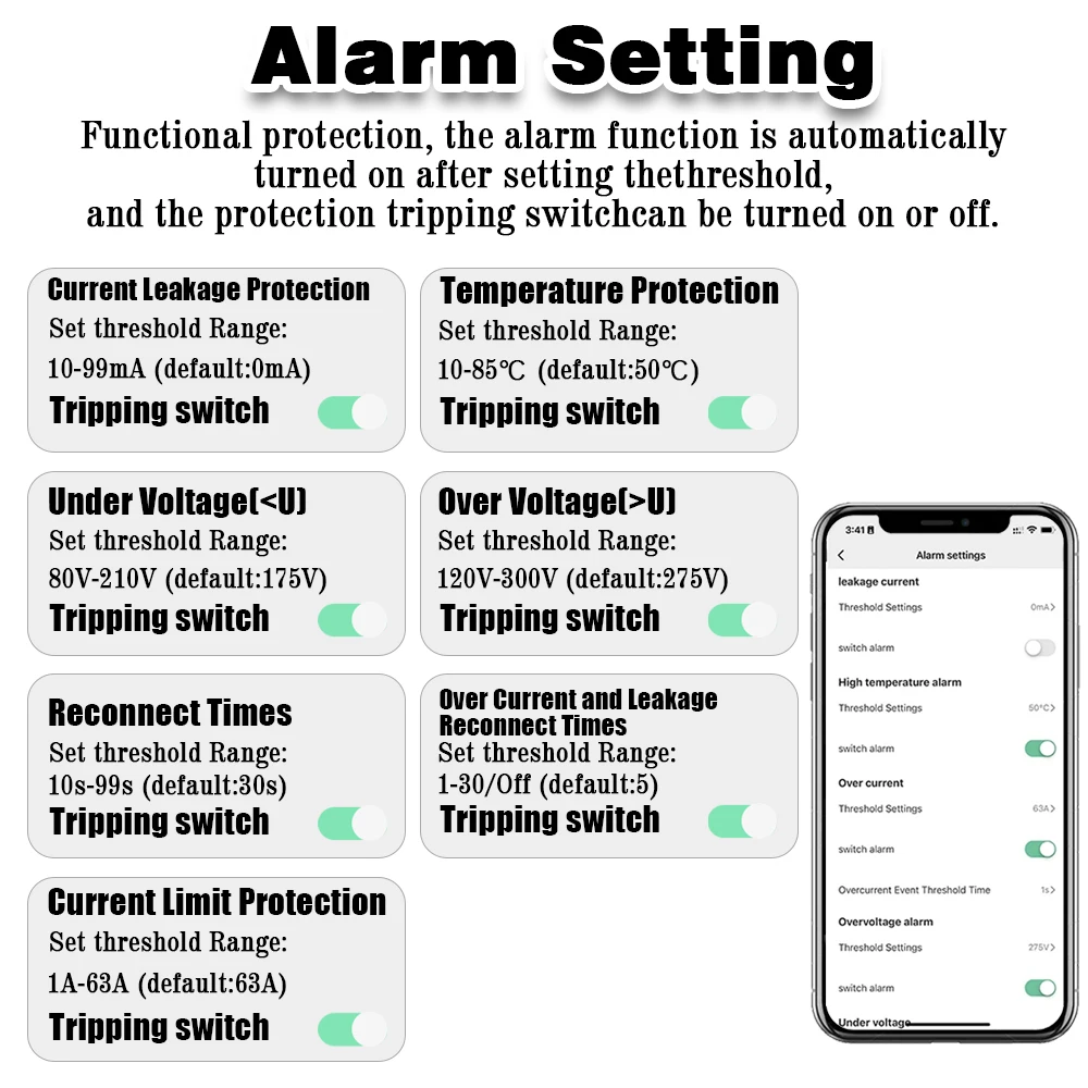 Tuya WiFi مفتاح ذكي kWh قياس قطاع دارة 2P 63A 110 فولت 220 فولت مقياس الطاقة الموقت التتابع الجهد الحالي تسرب حامي #4