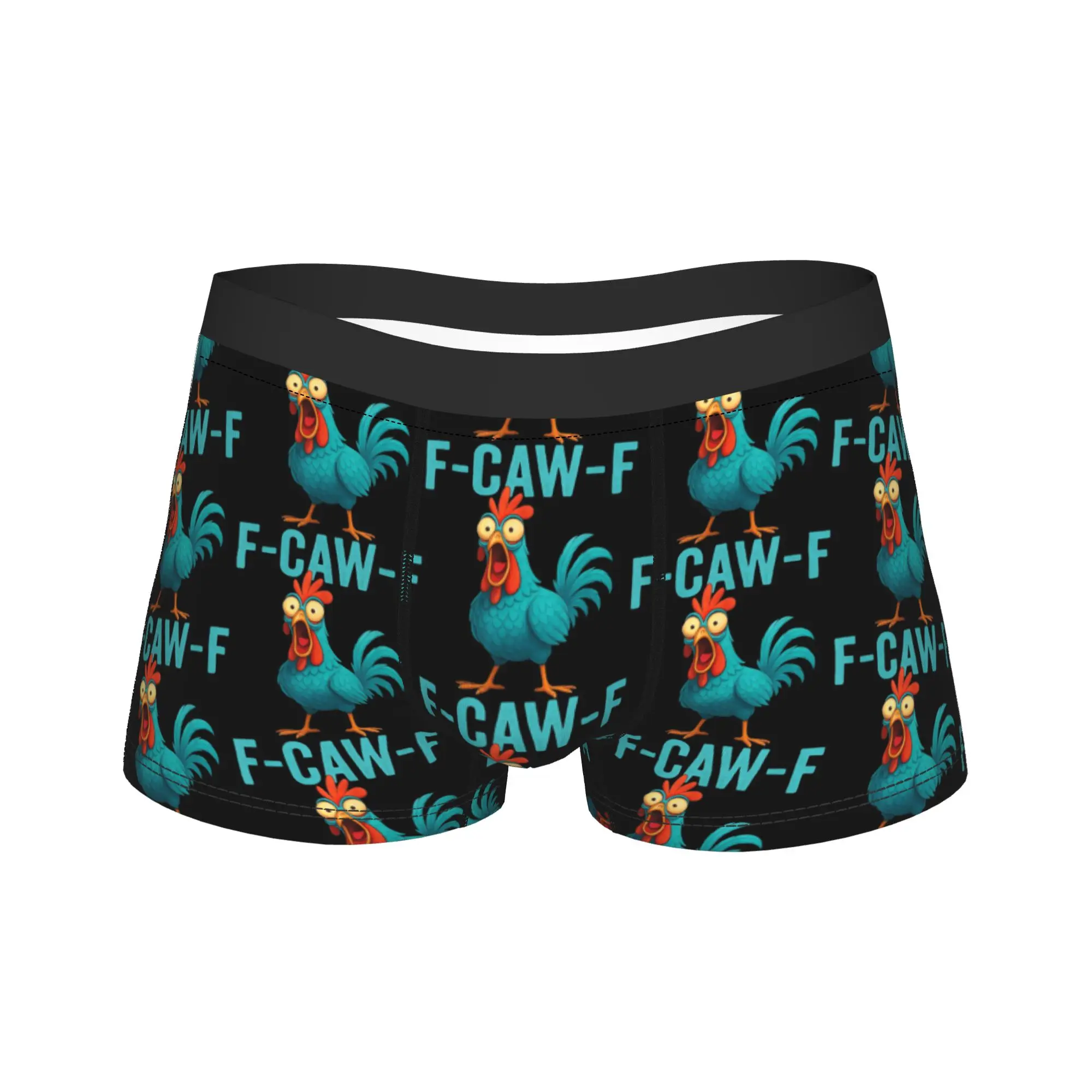 

F-Caw-F Funny Chicken Meme FCAWF Humor Quote Rooster Underwear Classic Underpants Printed Shorts Briefs Man Pouch Oversize Trunk