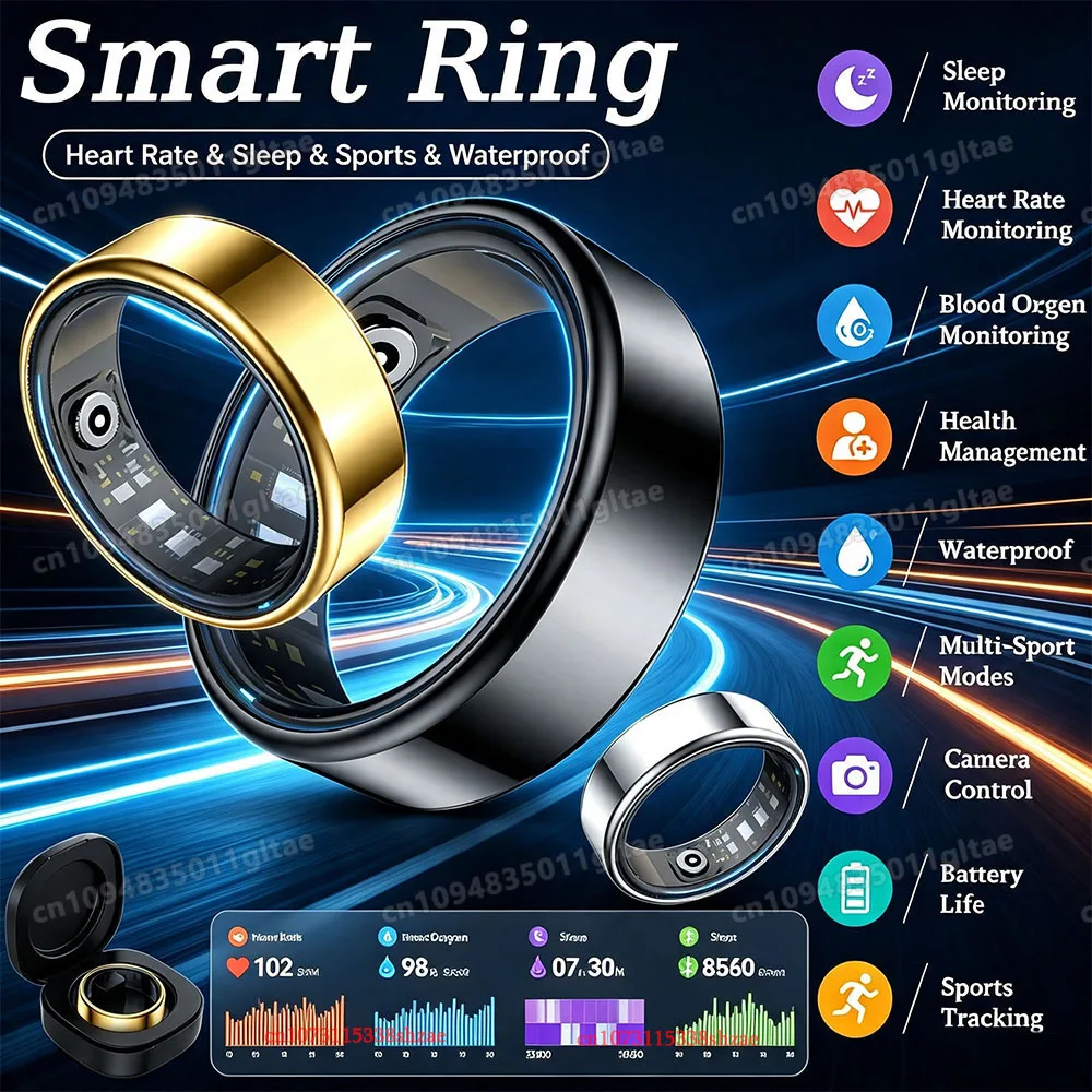 R10 Wasserdichter Smart-Ring Gesundheitsmonitor für Männer und Frauen Gesundheits- und Schlafmonitor Smart-Ringe Multi-Sport-Modi Kamera-Steuerungsring HT30