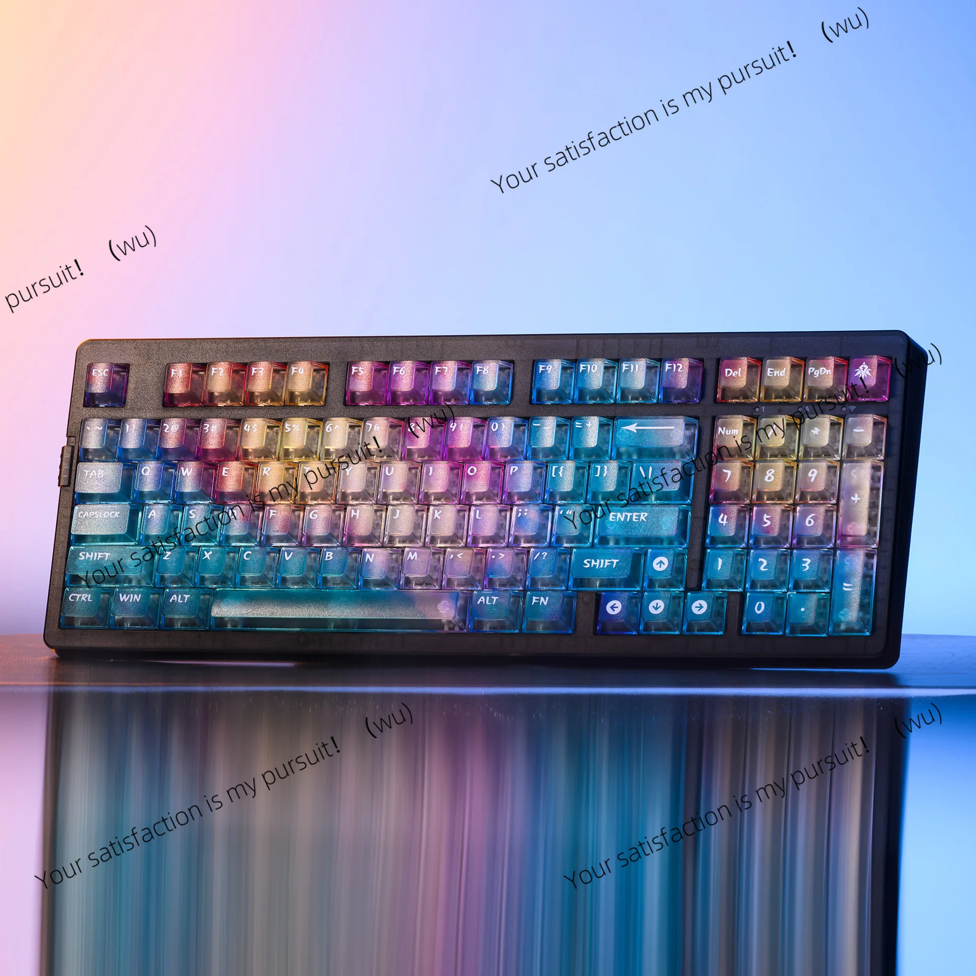 Colorful keycaps colorful gradual change five-sided fog, PC is engraving 3D pad printing mechanical keyboard cap