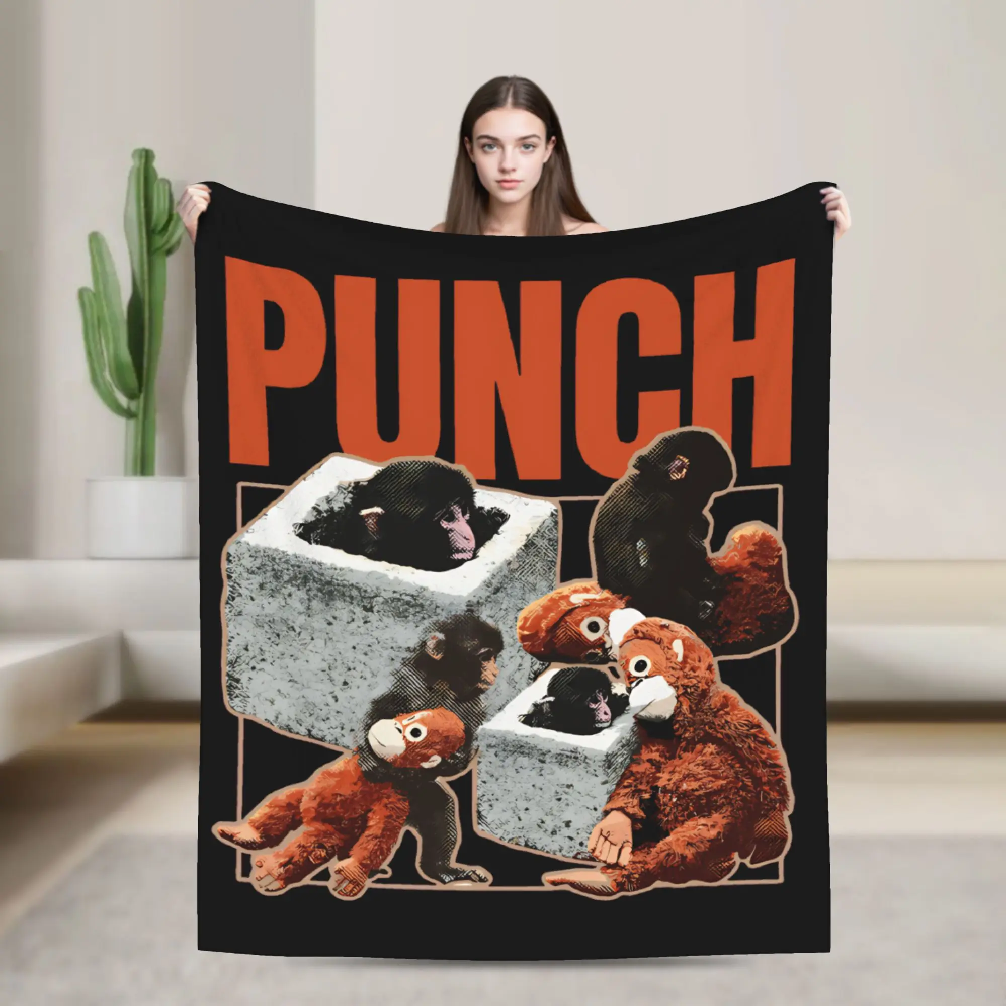 

Punch Monkey Hang In There Punch-Kun Blankets Flannel Summer Air Conditioning Portable Ultra-Soft Throw Blanket Bedspreads