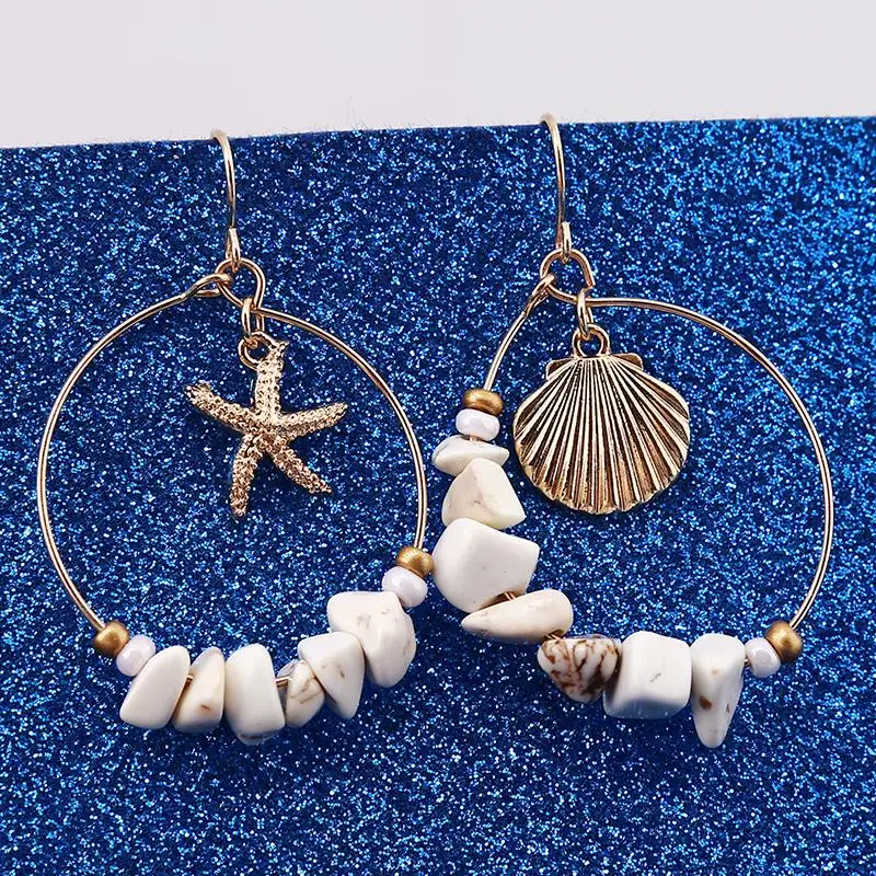 Sea Shell Earrings For Women Gold Color Trendy Metal Shell Cowrie Statement Dangle Earrings 2023 New Summer Beach Jewelry