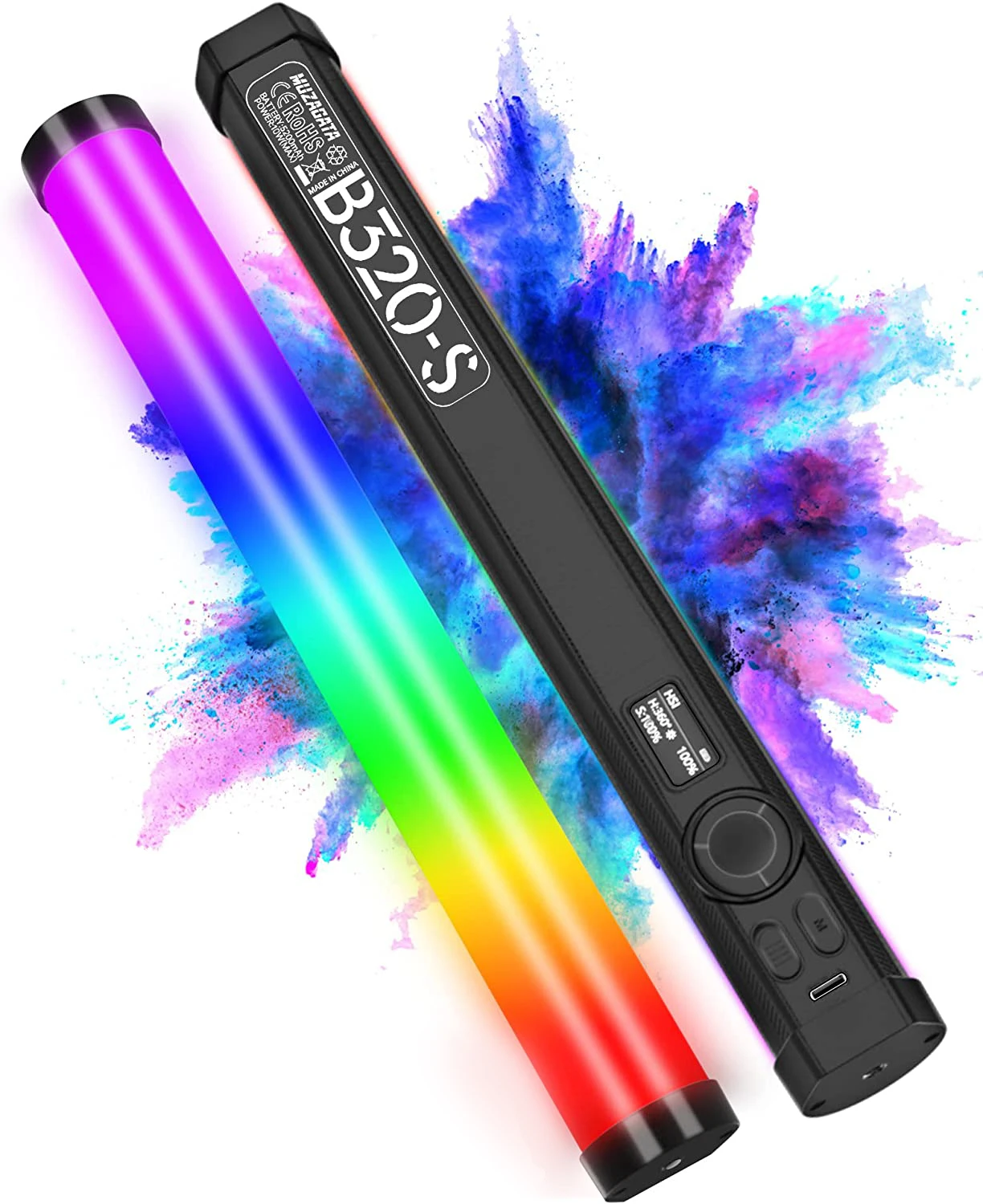 SIDANDE RGB Colorful LED Stick Fill Light Handheld 10W 2500-9900K LED Photography Light Stick Video for Vlog Youtube