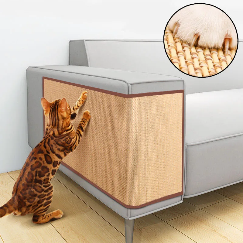 Strong Bamboo Cat Scratch Mat Wall Sofa Protection Cat Scratch Board Pad Cat Paws Sharpen Mats Massage Self Wear-resistant Mat