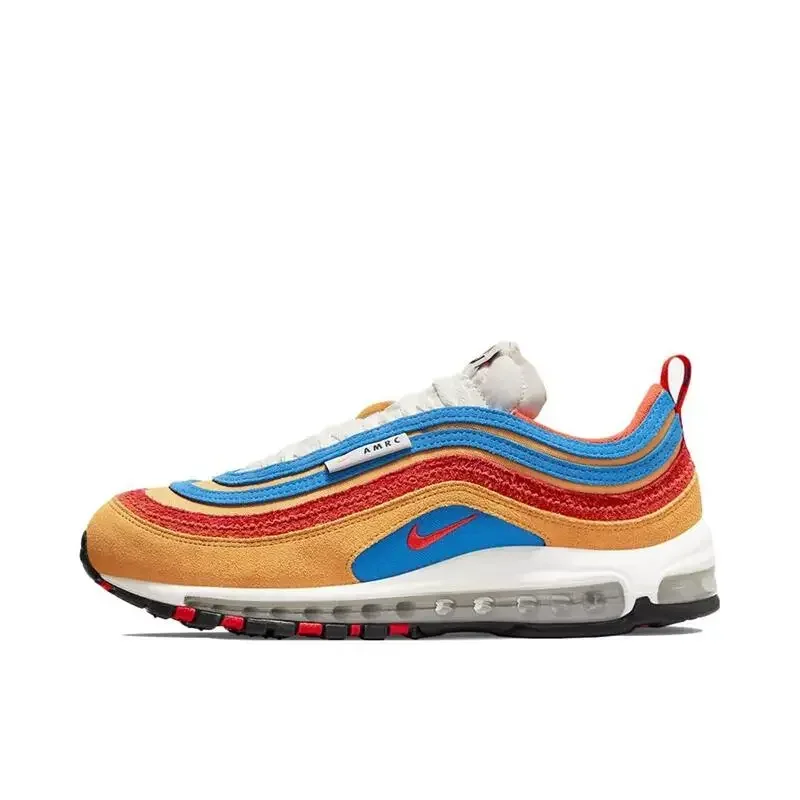 حذاء Nike Air Max 97 للرجال والنساء مبطن بالهواء مريح كاجوال قابل للتنفس، حذاء كلاسيكي مقاوم للانزلاق ومقاوم للاهتراء